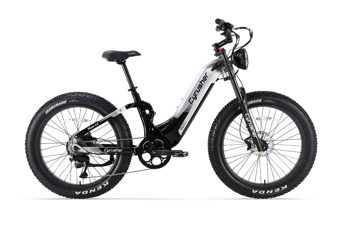 Cyrusher Trax 2.0 Full Suspension Step-Through Fat Tire electric bike in Gray