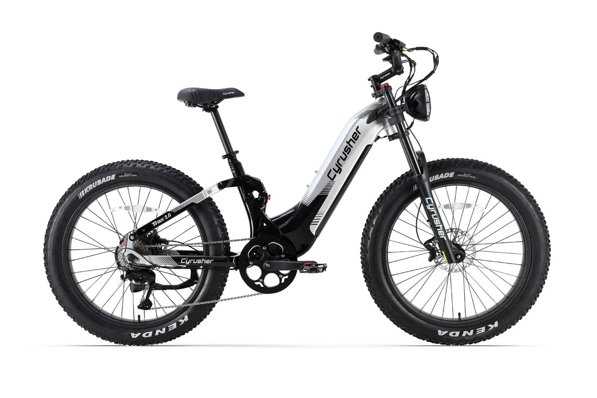 Cyrusher Trax 2.0 Full Suspension Step-Through Fat Tire electric bike in Gray
