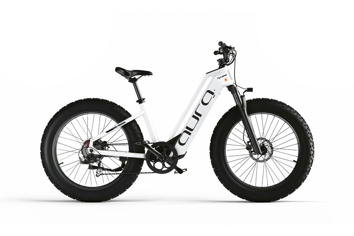 Cyrusher Aura Step-Through Fat Tire electric bike in White