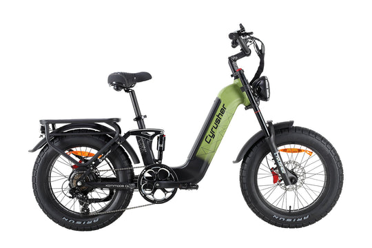 Cyrusher Kommoda 3.0 Step-Through Fat Tire electric bike in Green